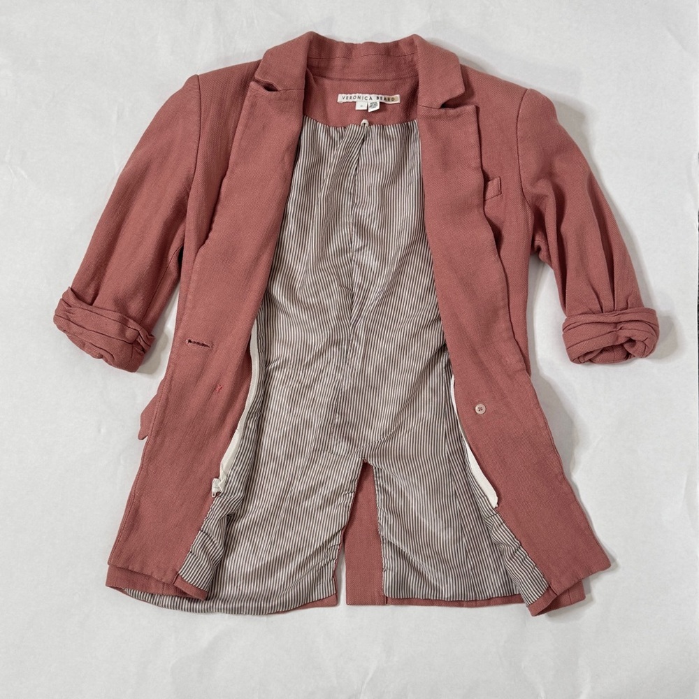 Veronica Beard Blazer Odile Dickey Pink Jacket Rosewood Double Breasted SZ 0 - Picture 6 of 16